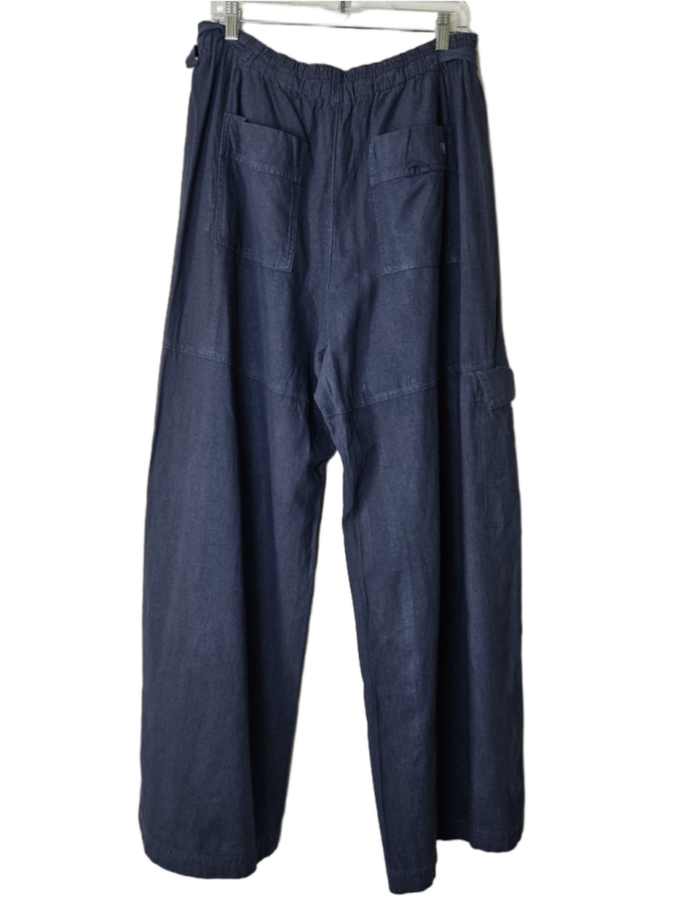 Anthropologie Pilcro Beach Cargo Wide Leg Linen Blend Pants Size M Blue - Picture 5 of 14